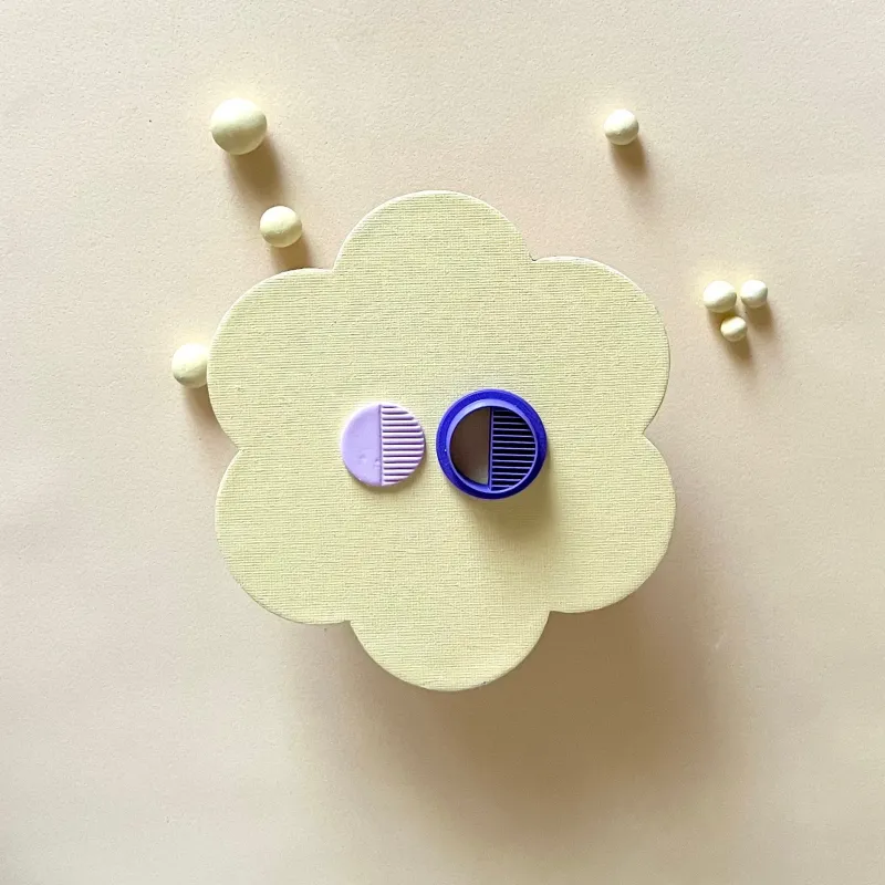 Cortador arcilla polimérica - círculo con líneas semicírculo art deco