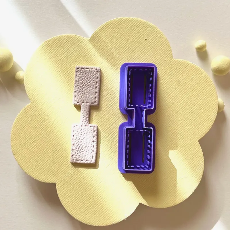 Cortador arcilla polimérica - llavero efecto cuero rectángulo