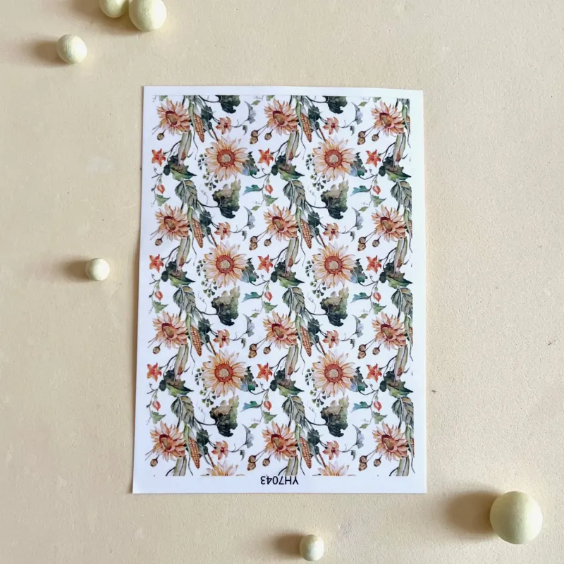Papel de transferencia para arcilla polimérica - Estilo 2 flores otoño Papel de transferencia para arcilla polimérica - Estilo 2 flores otoño