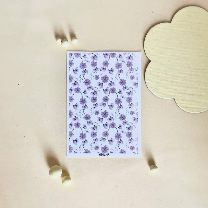 Papel de transferencia para arcilla polimérica - Estilo 12 flores lilas