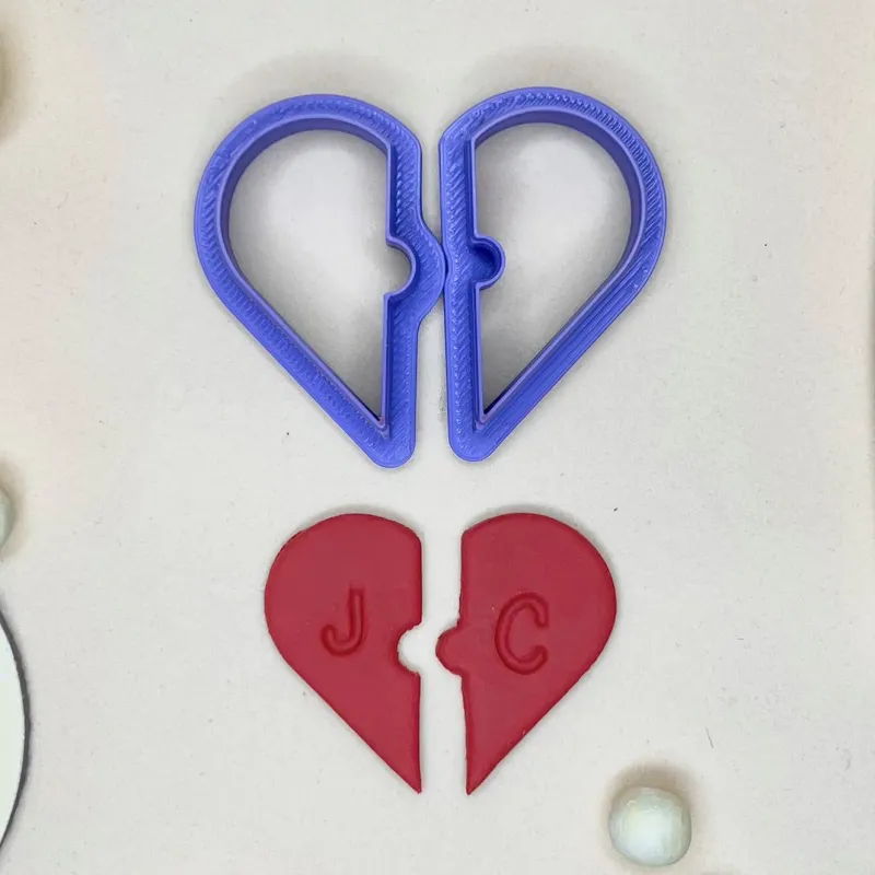 Set de cortadores arcilla polimérica - mitad corazón puzzle