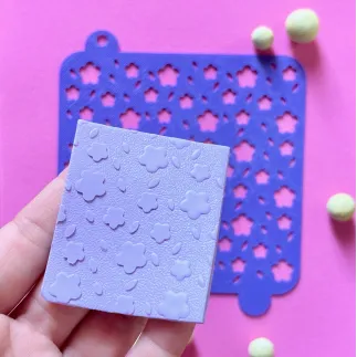 Stencil para arcilla polimerica - campo de margaritas y hojas