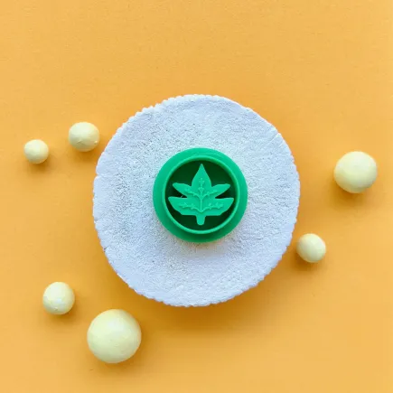 Cortador para arcilla polimérica - círculo con hoja de arce estampada