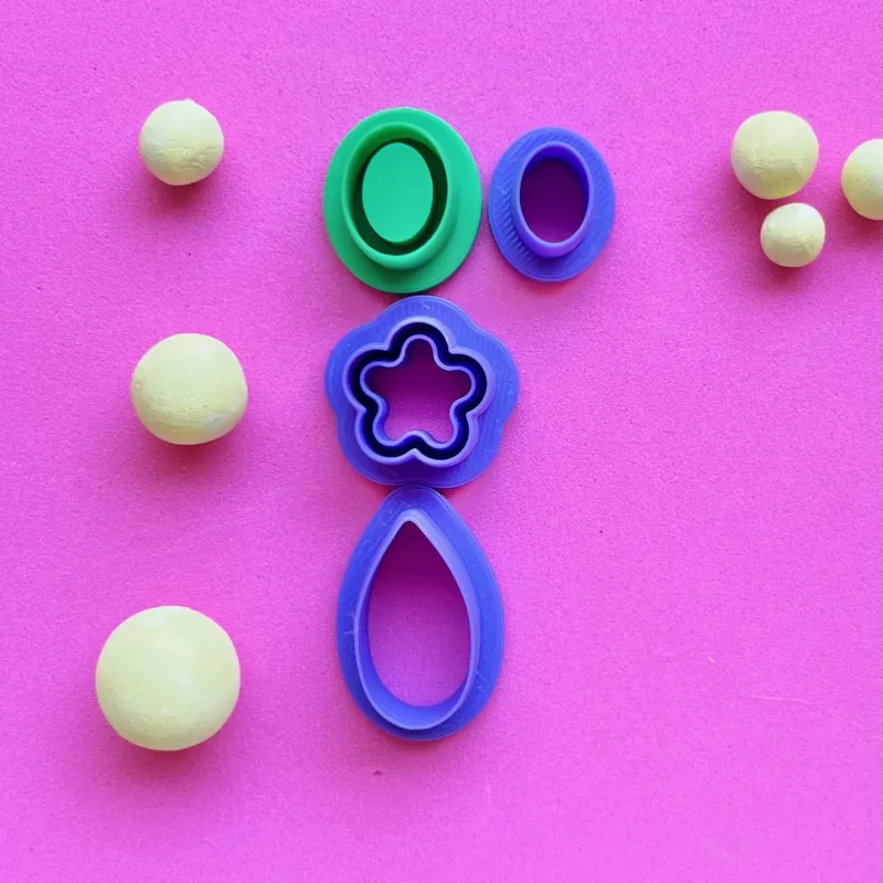 Set de cortadores para arcilla polimérica - óvalo, flor y lágrima