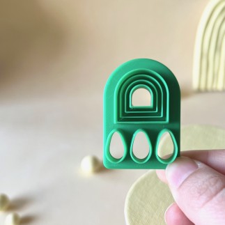 Set de cortadores para arcilla polimérica arco con marcas y 3 lágrimas