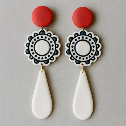 Set de cortadores para arcilla polimérica - círculo, rosetón y lágrima estilo flamenco