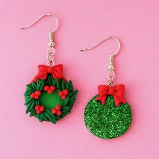 Cortador arcilla polimérica - Corona de Navidad con lazo