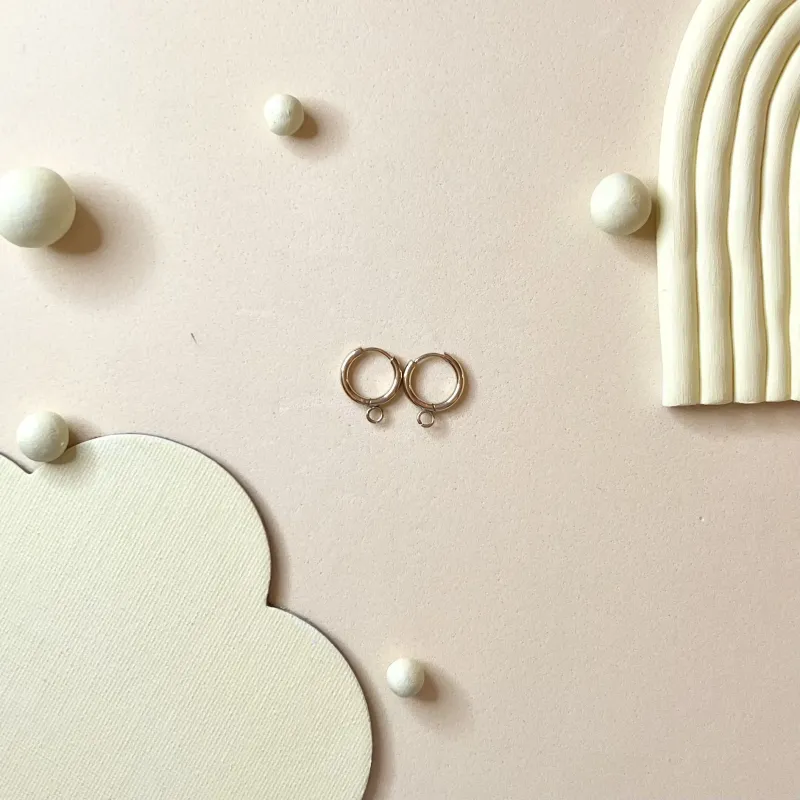 Aro 14mm de acero inoxidable con argolla - dorado